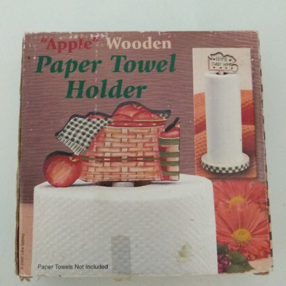 KITCHEN WOODEN APPLE PAPER TOWEL TISSUE HOLDER -HOME SWEET HOME 🆕